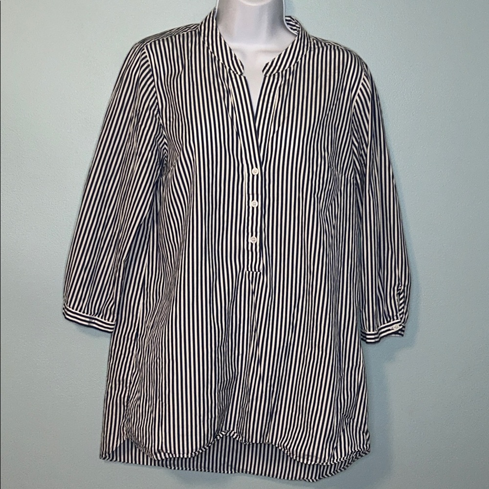 Harshman Derrington Navy and White Striped 100% Cotton Tunic, Small